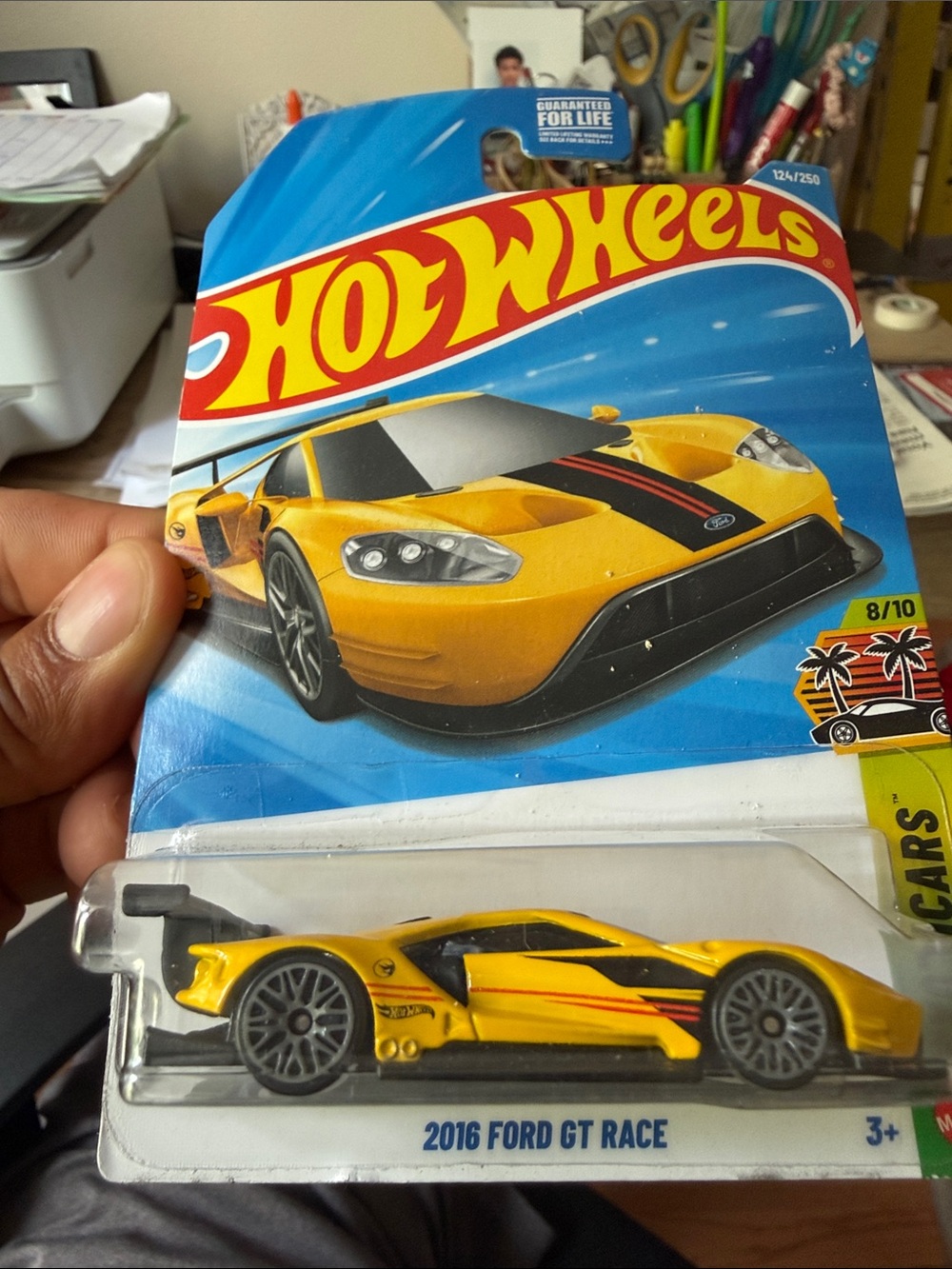 Mattel Hot Wheels Yellow 2016 Ford GT Race Toy Car